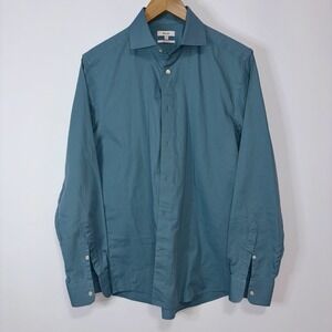Reiss Jet Cotton Regular Fit Button Up Dress Shirt Teal Blue Men's Size L